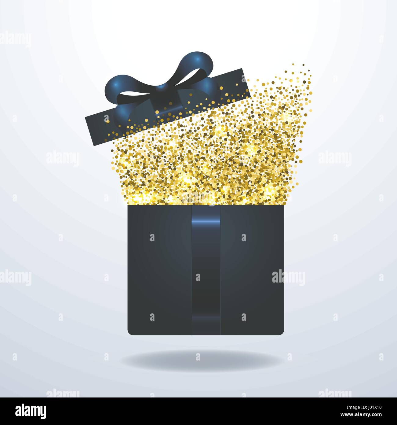Realistische Geschenk Box Vektor Illustration Gold Konfetti Fliegen Aus Einer Offenen Blauen Geschenkbox Mit Eleganten Band Realistischen Stil Stock Vektorgrafik Alamy