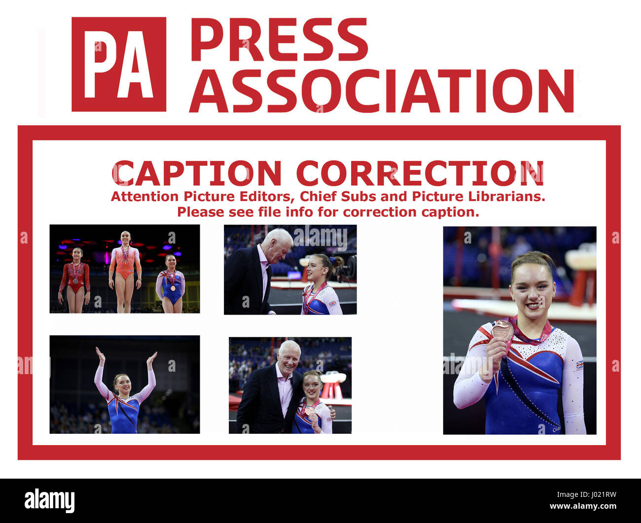 BESCHRIFTUNG KORREKTUR ÄNDERN NAME ATHLETEN VON AMY PEREZ, AMY TINKLER IN BILDERN. RICHTIGE Bilder wird werden erneut übertragen kurz Beschriftung sollte lesen *** Großbritanniens Amy Tinkler mit ihrer Bronzemedaille nach den Frauen Wettbewerb während der World Cup Gymnastik in The O2, London. Stockfoto