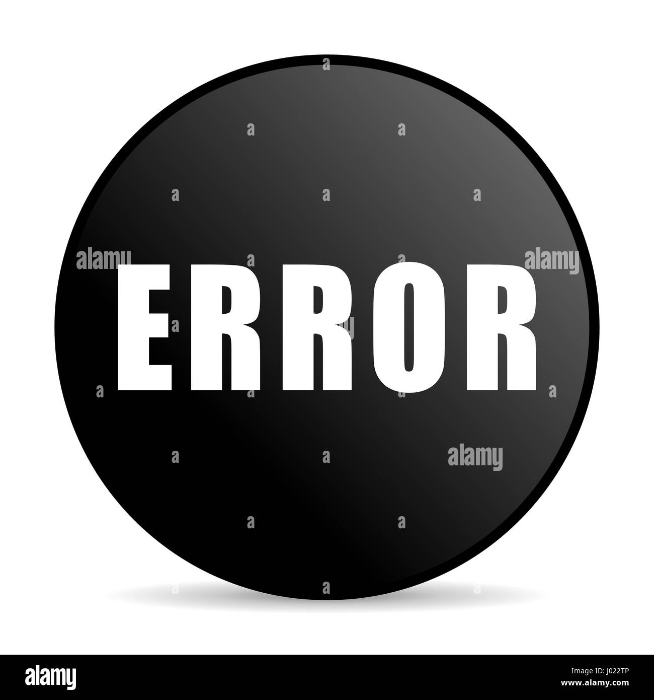 Fehler schwarzer Farbe Webdesign runden Symbol "Internet" auf weißem Hintergrund. Stockfoto