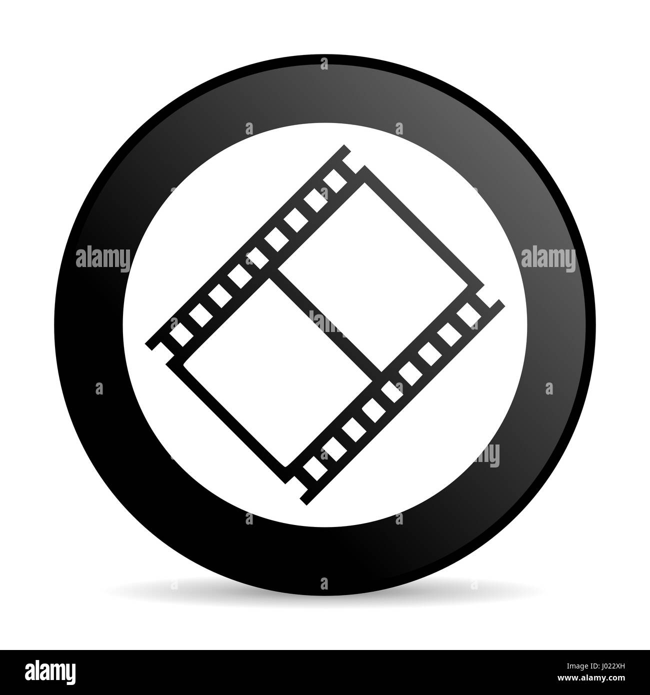Film-schwarz-Web-Design runden Symbol "Internet" auf weißem Hintergrund. Stockfoto
