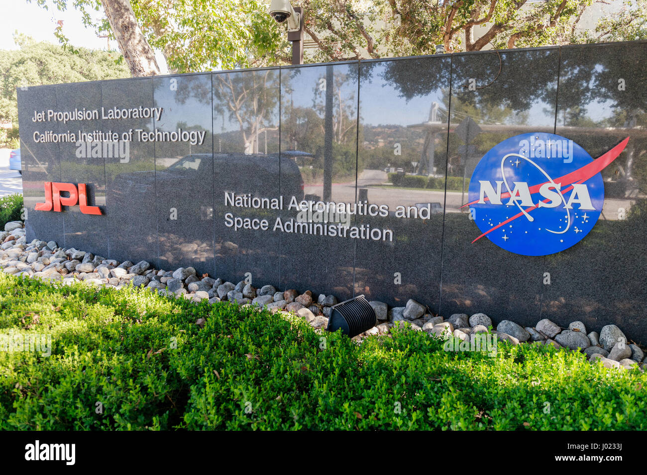 Der Eingang zum Jet Propulsion Laboratory der NASA in La Canada (USA) Stockfoto