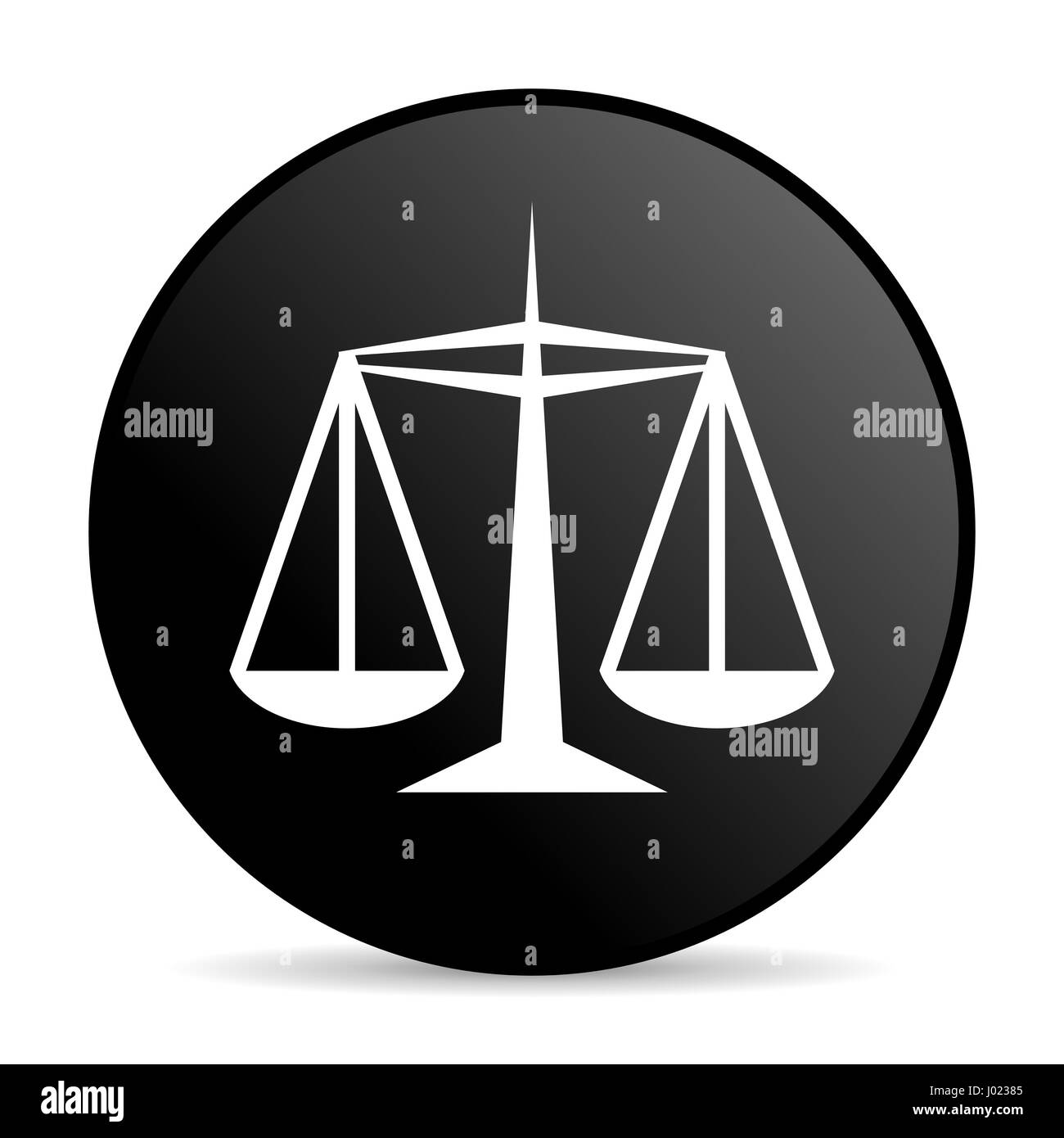 Justiz-Schwarz Farbe Webdesign runden Symbol "Internet" auf weißem Hintergrund. Stockfoto
