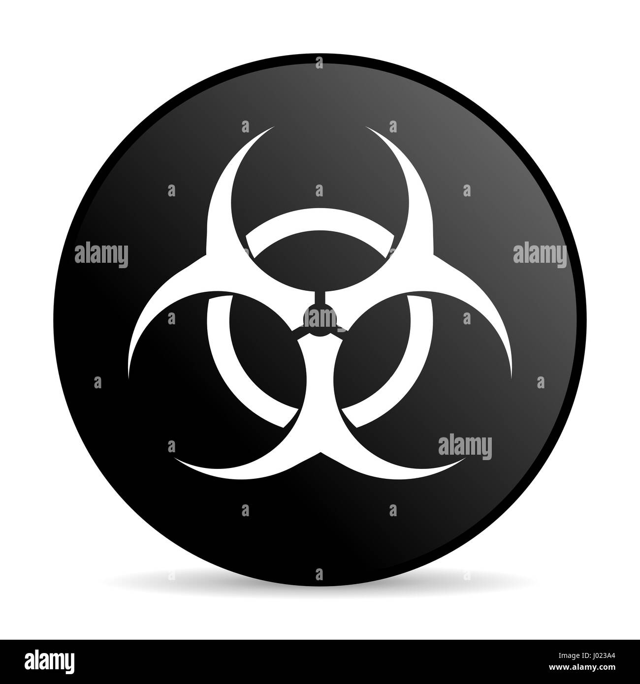 Biohazard schwarz Webdesign runden Symbol "Internet" auf weißem Hintergrund. Stockfoto