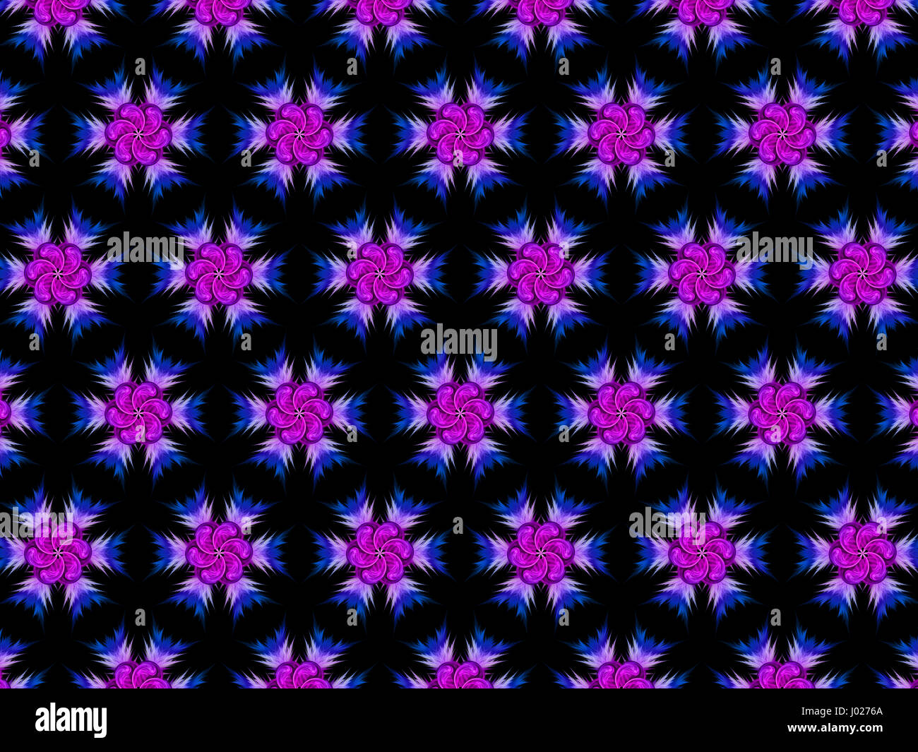 Fraktale Blume abstrakten Hintergrund in blau, Pink, lila und schwarz Stockfoto