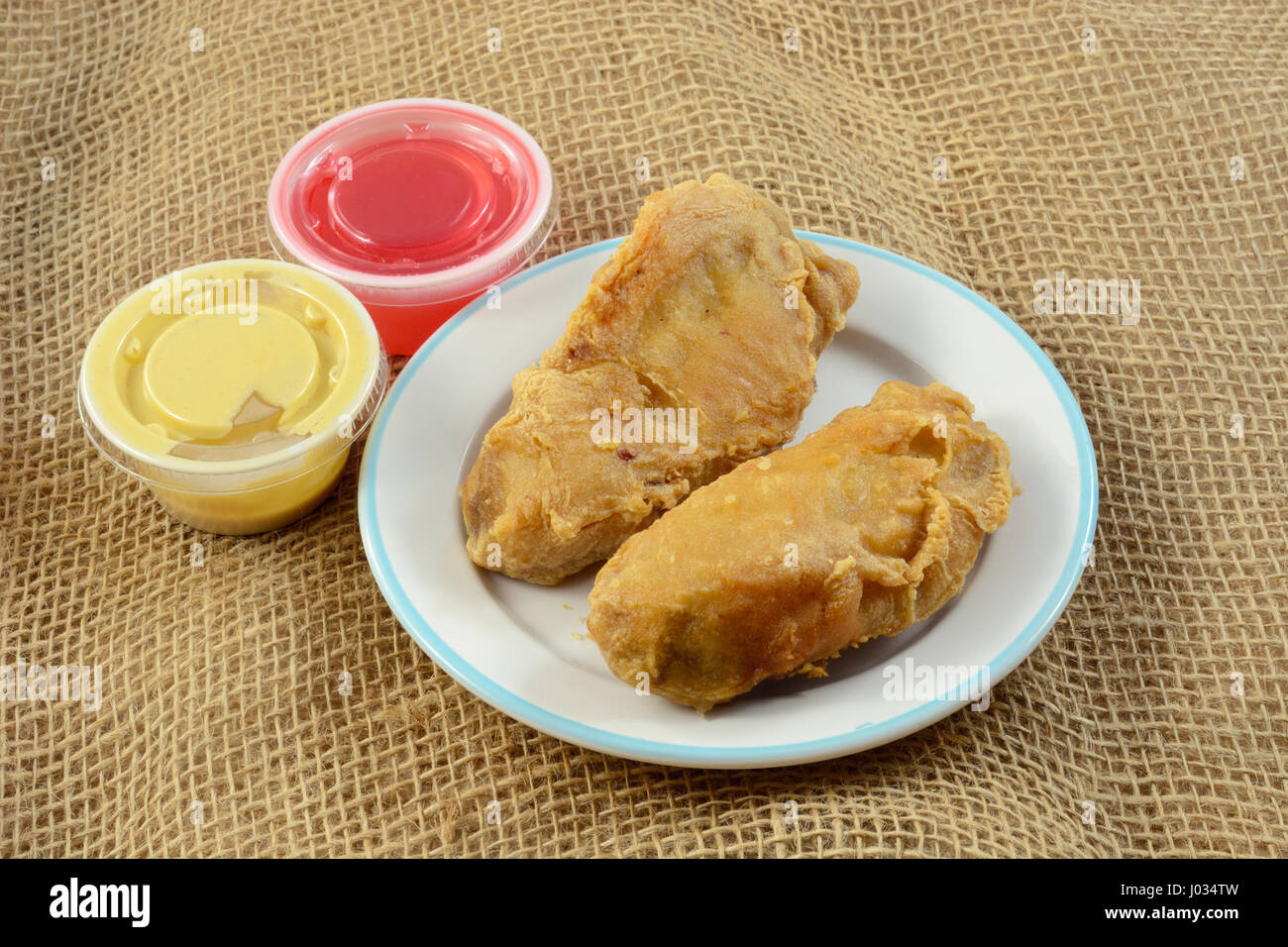 Fried Chicken Filet Vorspeise mit Senf und süß-saurer Soße ...