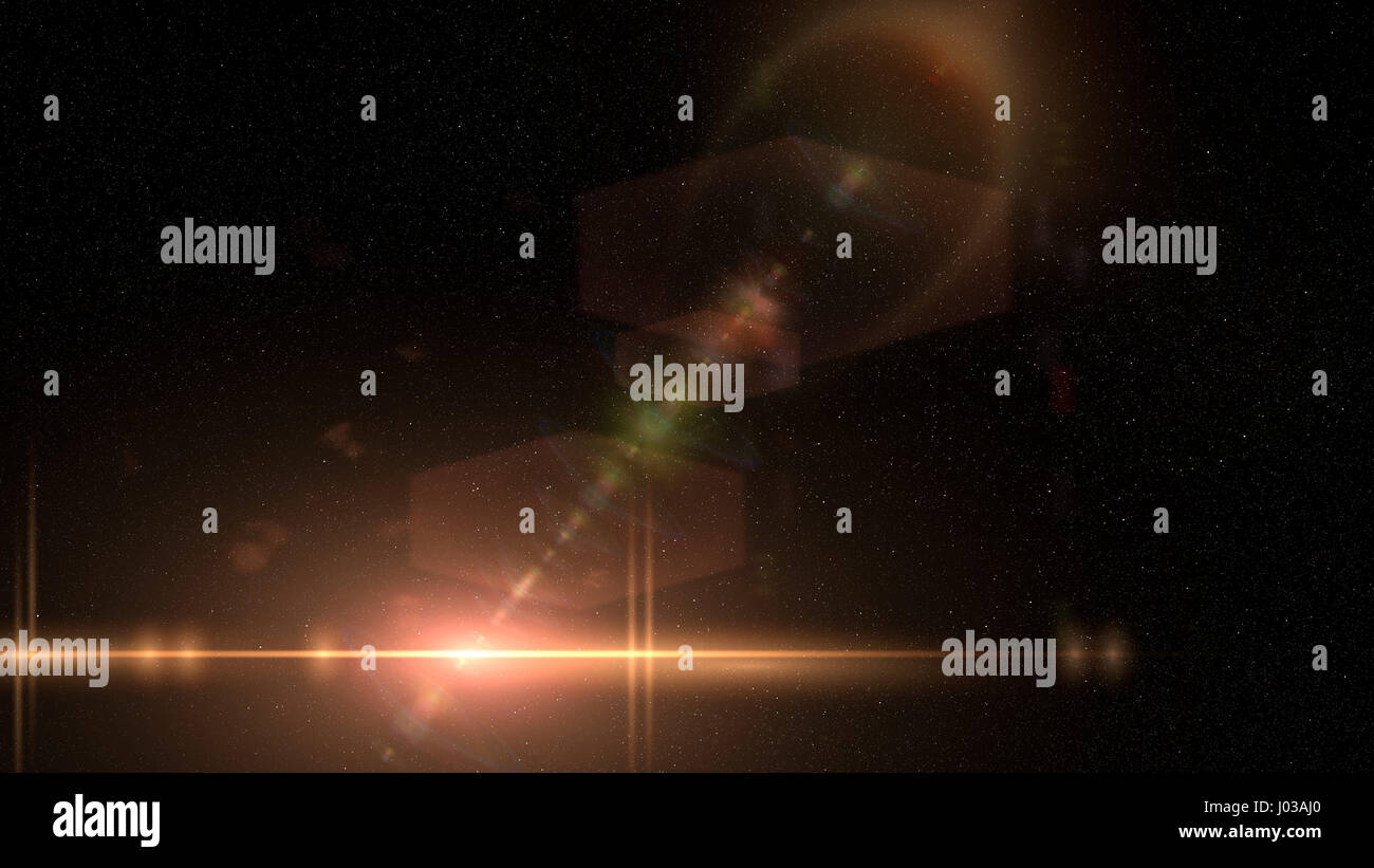 helle schöne Stern im Deep Space - mit bunten Lens-Flare-Effekt Stockfoto