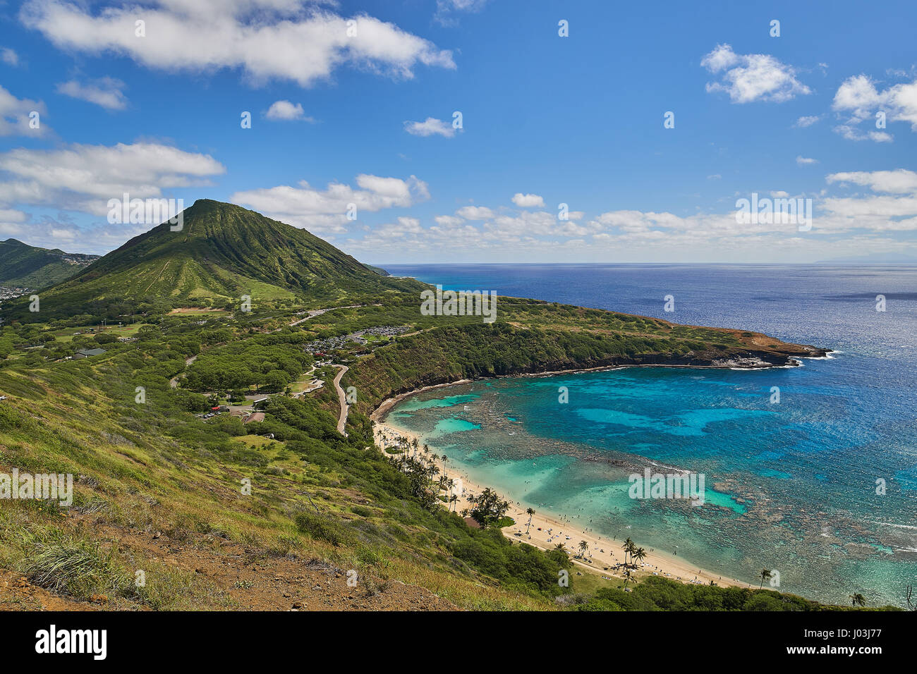 Hanauma Bay Ridge Wanderung Hawaii Kai Ansicht Stockfoto
