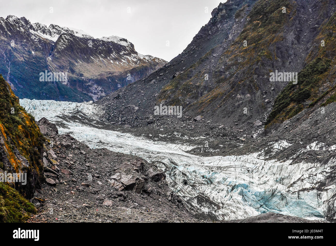 Die Ansicht der Fox-Gletscher im Winter in Neuseeland Stockfoto
