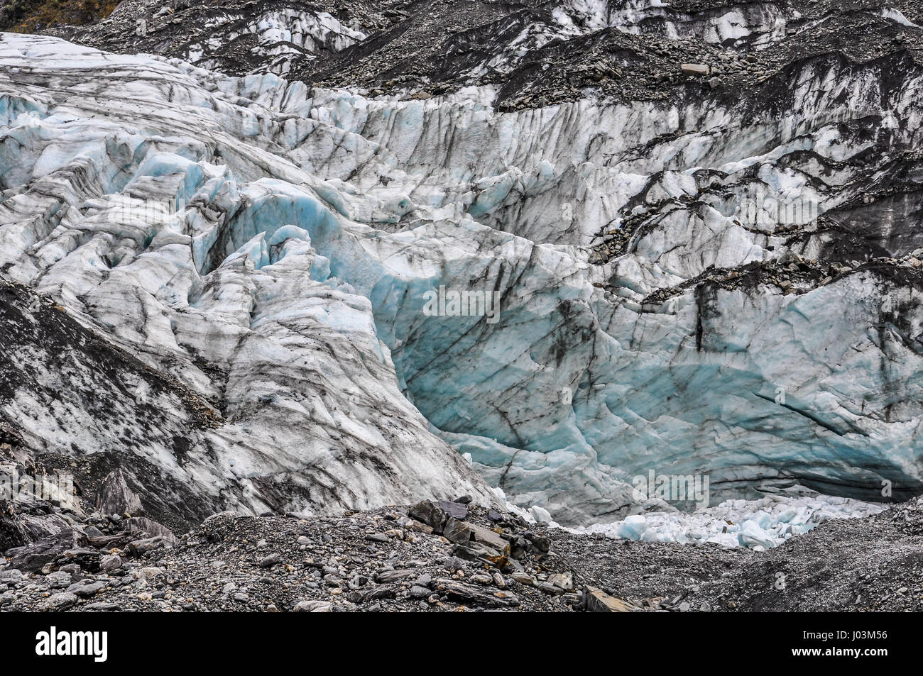 Die Ansicht der Fox-Gletscher im Winter in Neuseeland Stockfoto
