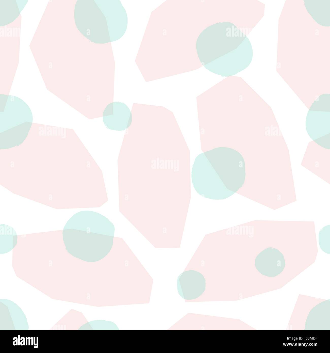 Nahtlose Muster mit geometrischen Formen in erröten rosa und grüne Punkte auf weißem Hintergrund. Abstrakte Stil Textil, Geschenkpapier, Wand Kunst desig Stock Vektor