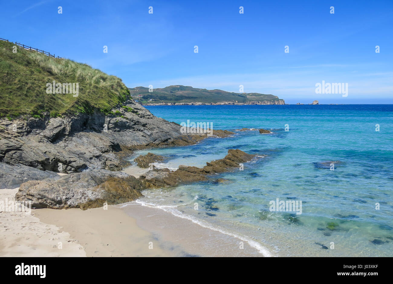 Strand in der Nähe von Ermita de Santa Comba in der Nähe von Ferrol, Galicien Stockfoto