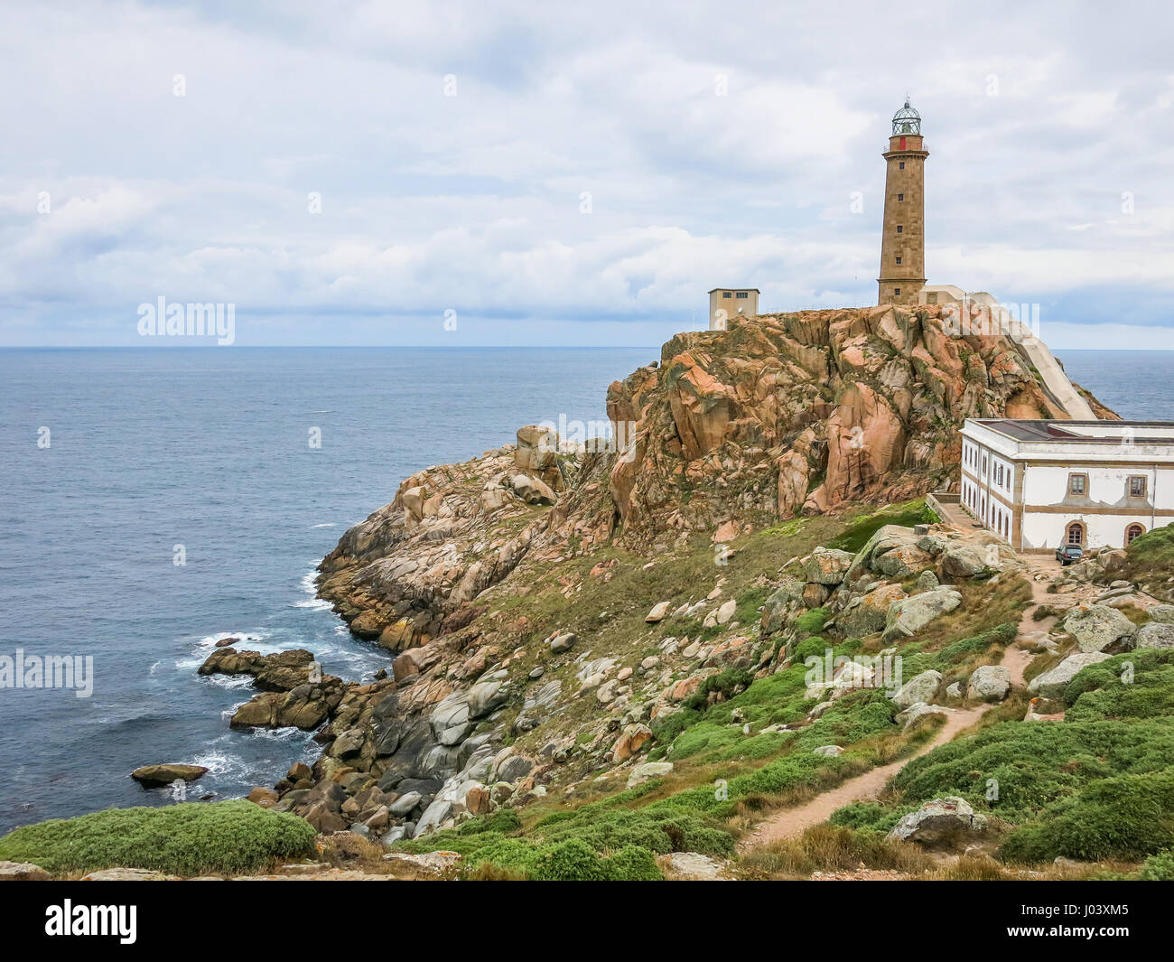 Faro de Cabo Vilan in der Nähe von Camarinas, La Coruna, Spanien Stockfoto