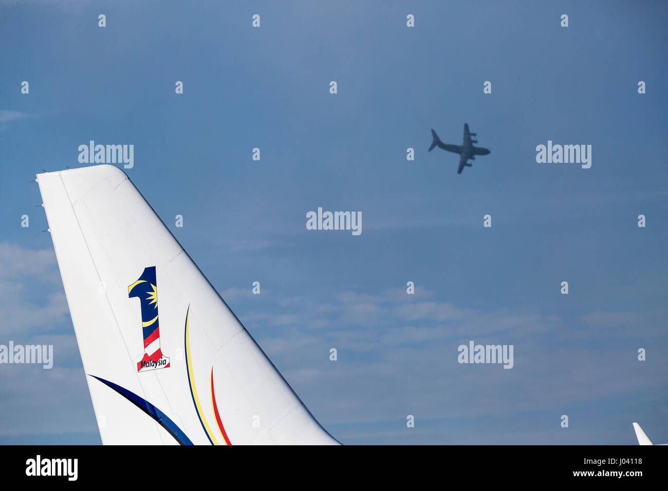 Das Heck Flugzeug von der malaysischen Premierministers auf Langkawi International Maritime und Luft-und Raumfahrt (LIMA) Ausstellung 2017 Stockfoto