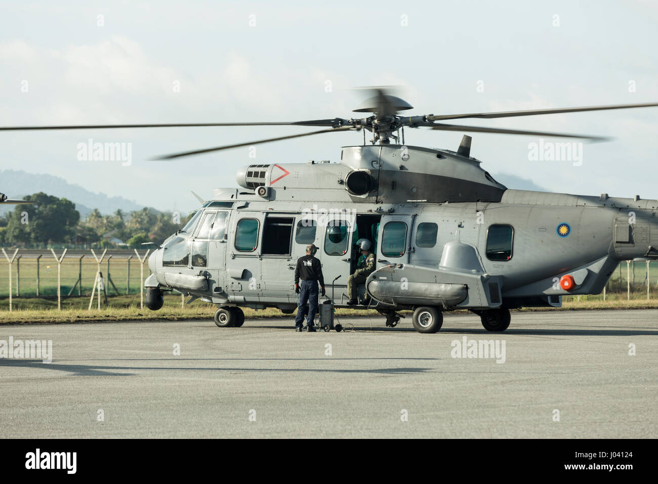 Eurocopter EC725 im Langkawi International Maritime und Aerospace (LIMA) Ausstellung 2017 Stockfoto