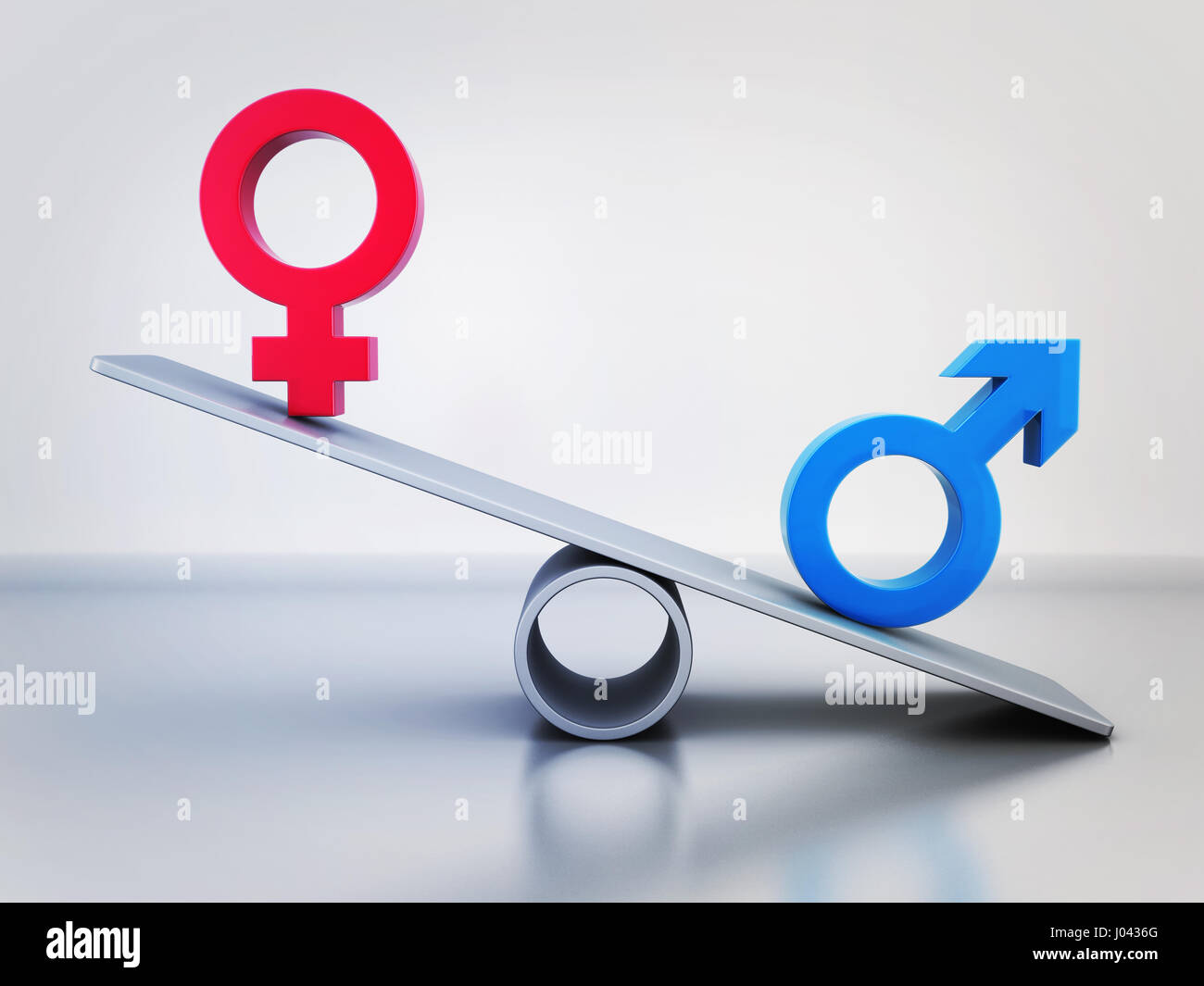 Abstrakte Gleichheit von Männern und Frauen. 3D illustration Stockfoto