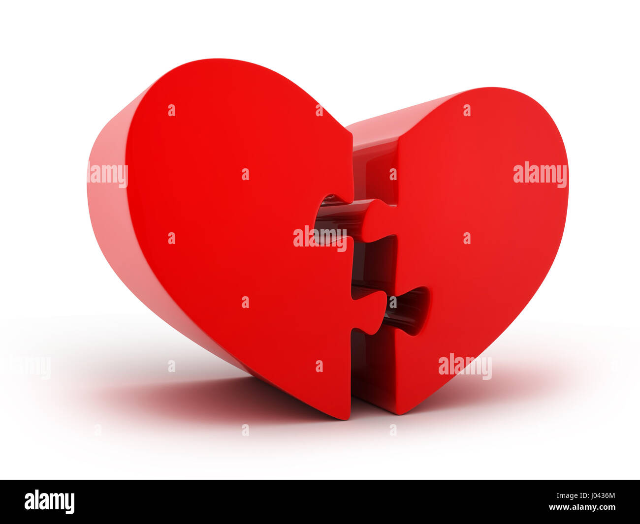 Ein rotes Herz Puzzle zu abstrahieren. 3D illustration Stockfoto