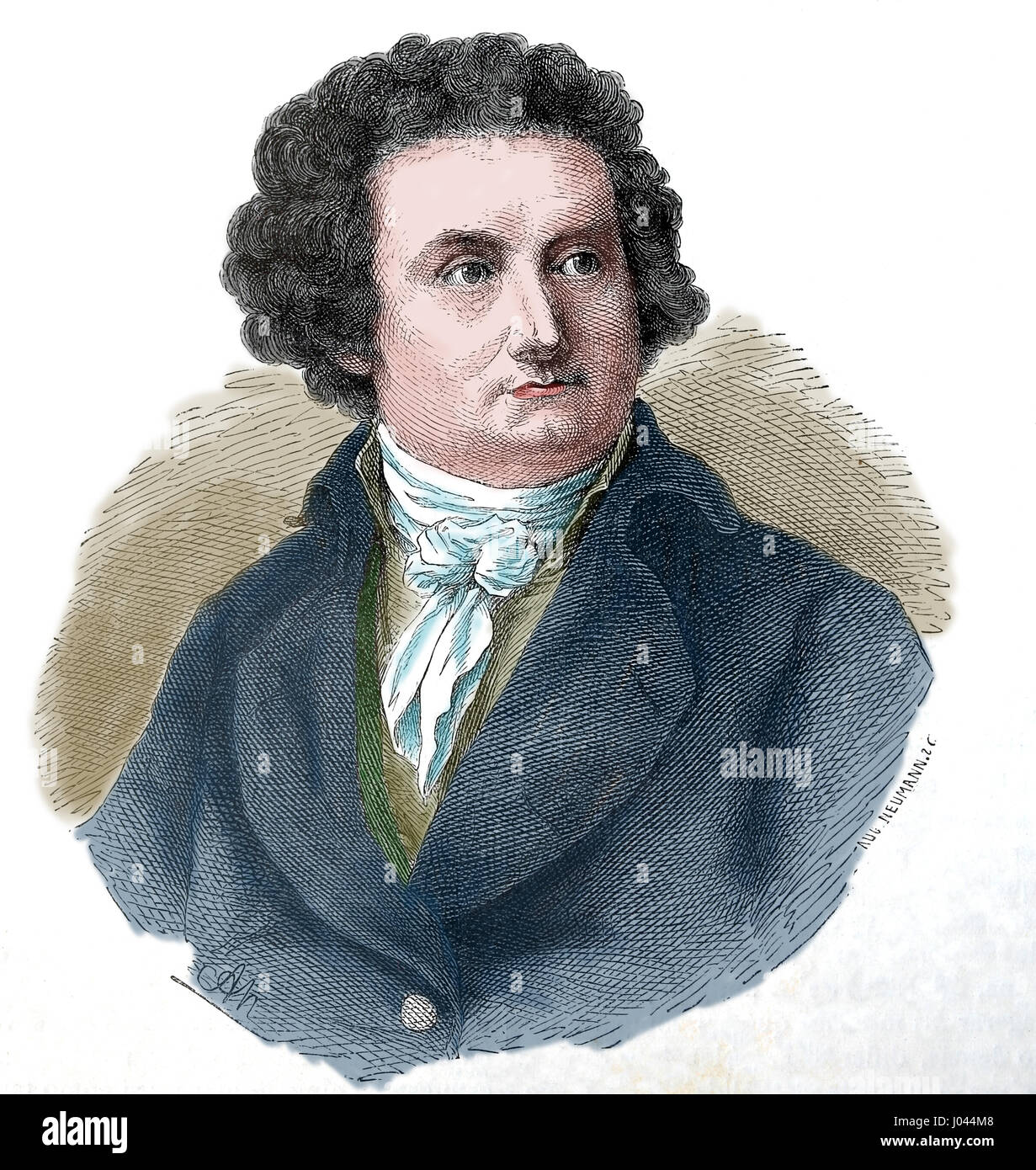 August Wilhelm Iffland (1759-1814). Deutscher Schauspieler und Dramatiker. Gravur Nuestro Siglo, 1883. Stockfoto