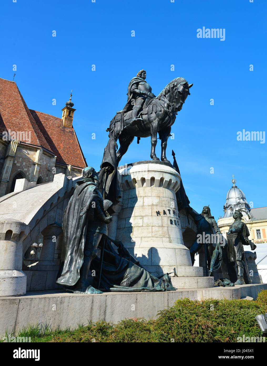 Cluj-Napoca Stadt Rumänien Statue von Matei Corvin Wahrzeichen Architektur Stockfoto