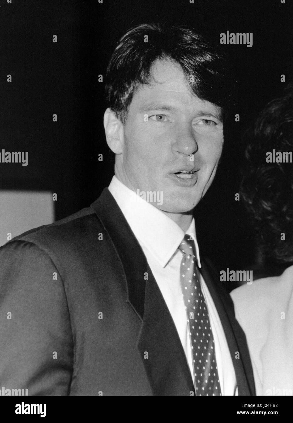 Gordon Thompson, kanadischer Schauspieler, besucht eine Vielzahl Club Mittagessen in London, England am 27. Mai 1989. Er ist bekannt für seine Rolle in lang andauernden Fernsehserie Dynastie. Stockfoto