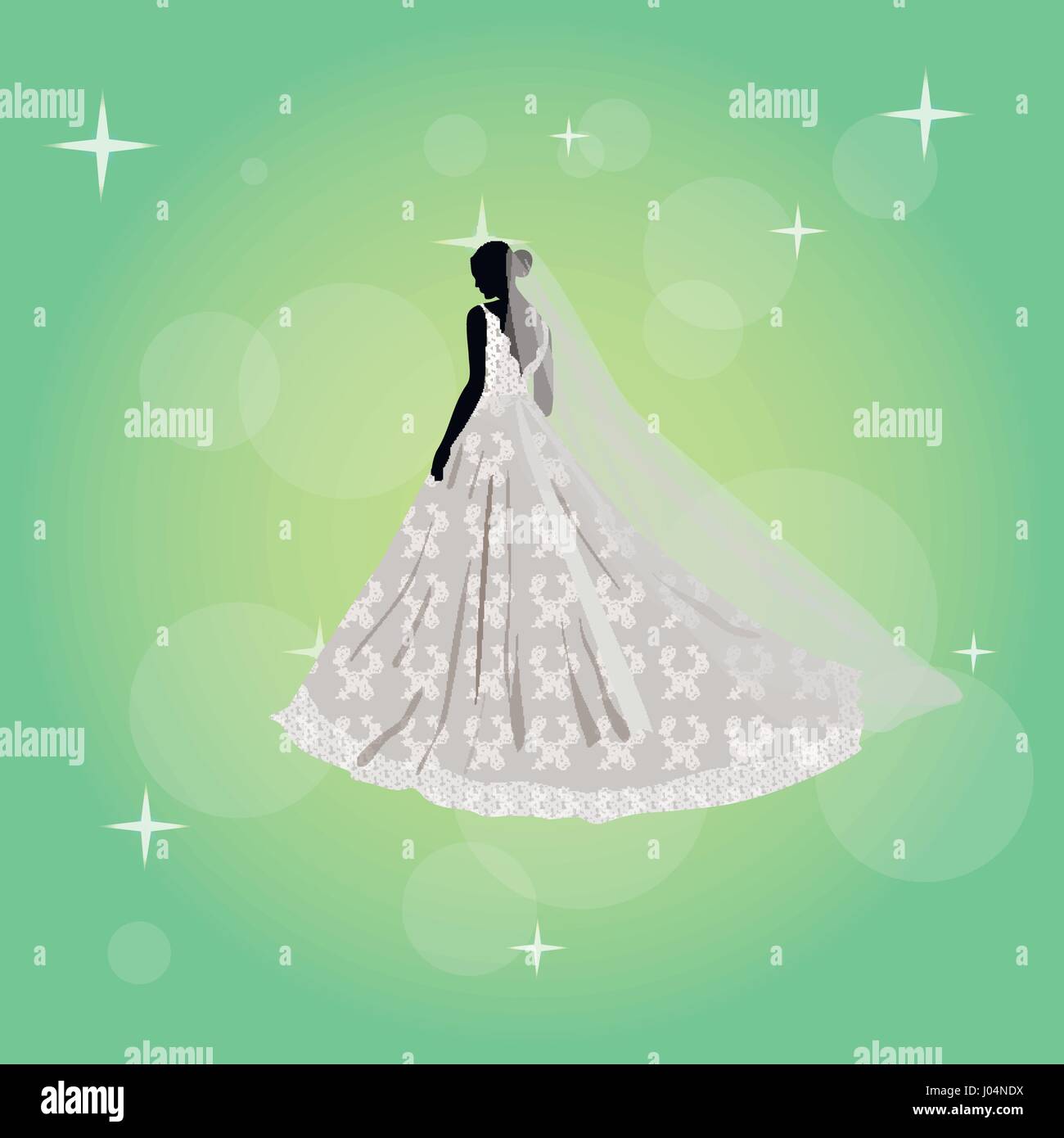 Schöne junge Mädchen in einem Hochzeitskleid Stock Vektor