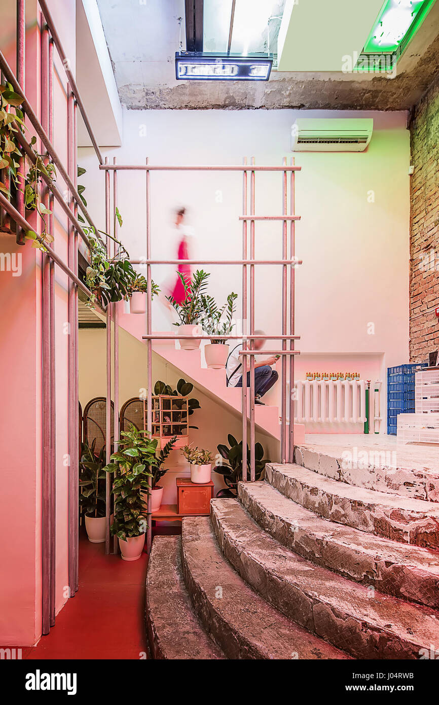 Cafe im Loftstil Stockfoto