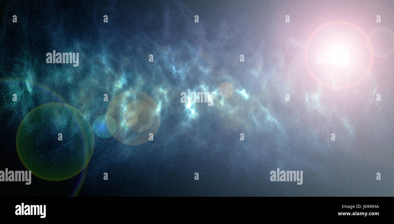 Raum-Nebel Galaxie Sterne. Blaue Universum Hintergrund Stockfoto