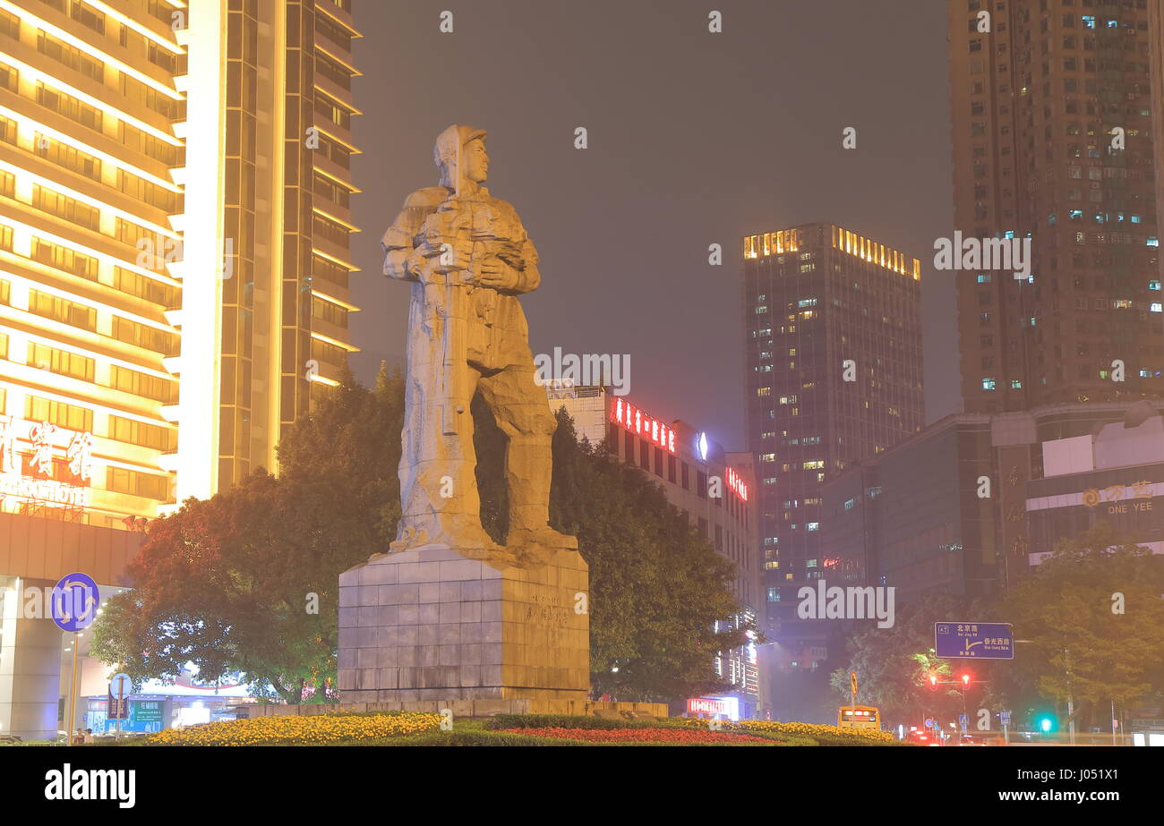 Haizhu Platz Nacht Stadtbild in Guangzhou China. Stockfoto