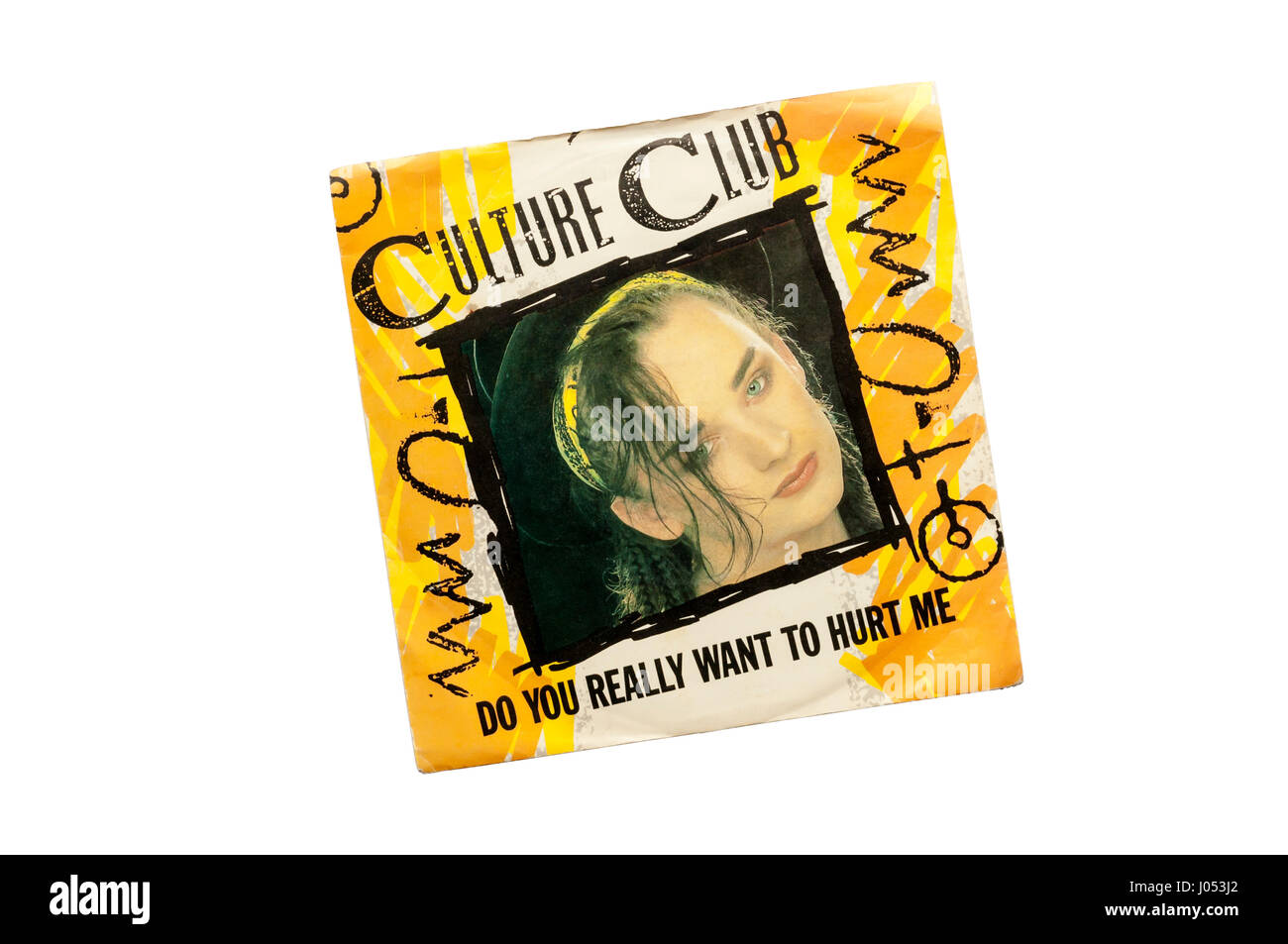 1982 7' Single, wollen Sie wirklich, mich von Culture Club mit Boy George zu verletzen. Stockfoto
