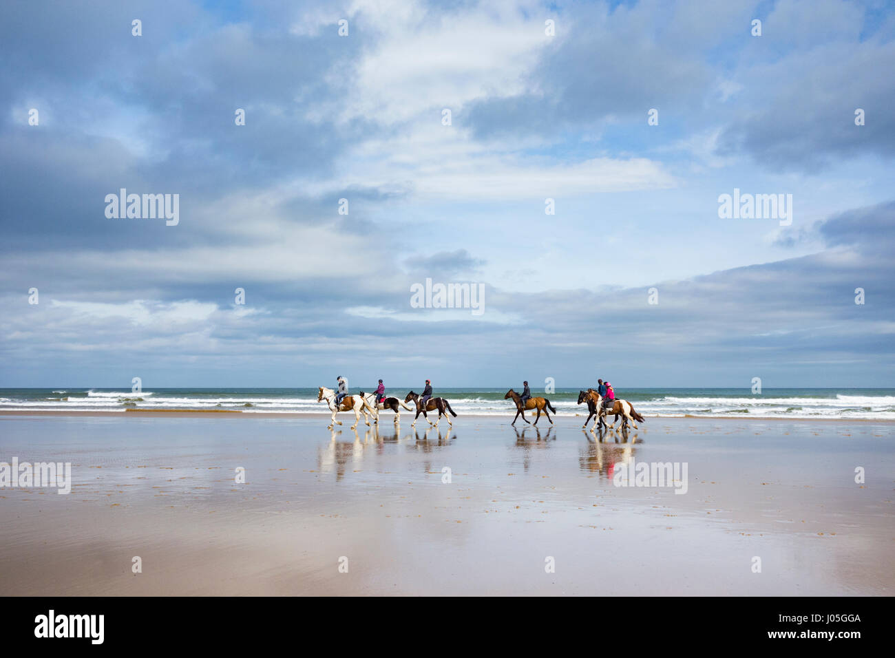 Reiten auf Saltburn Strand. Saltburn am Meer, North Yorkshire, England. Großbritannien Stockfoto