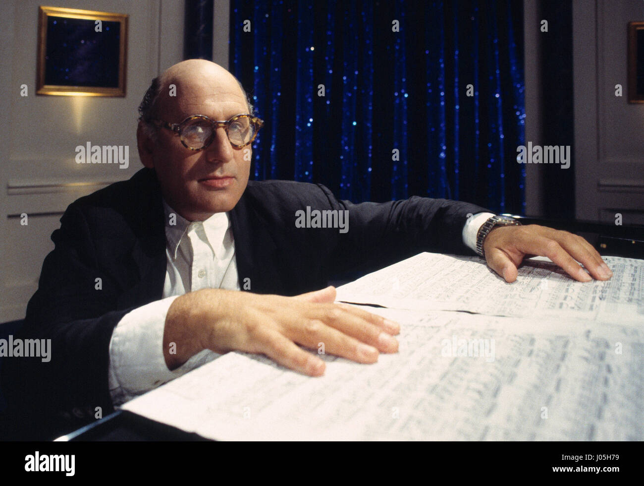 Porträt von Michael (Laurence) Nyman (Komponist) 15.06.1993 © Philippe MATSAS Stockfoto