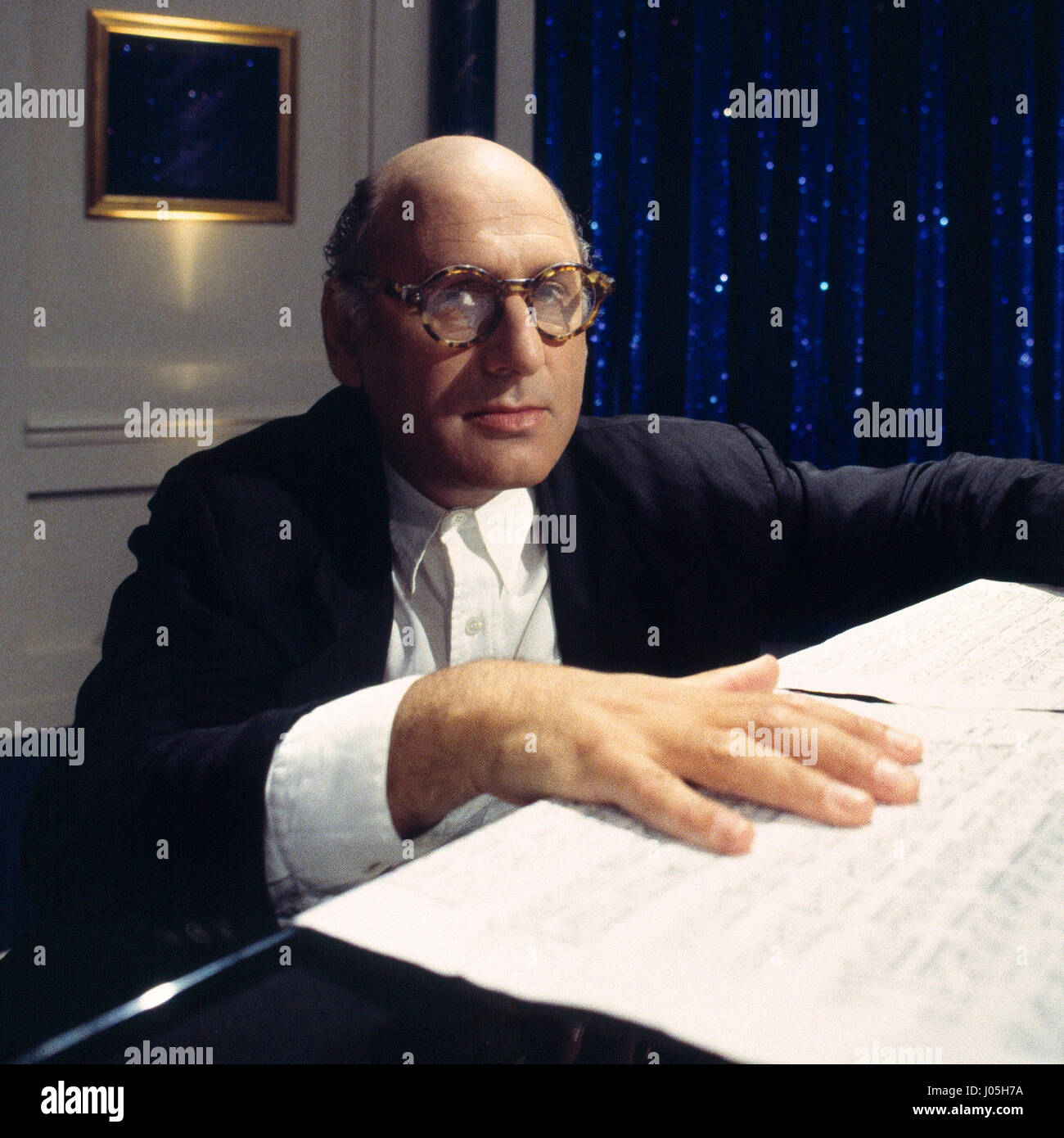 Porträt von Michael (Laurence) Nyman (Komponist) 15.06.1993 © Philippe MATSAS Stockfoto
