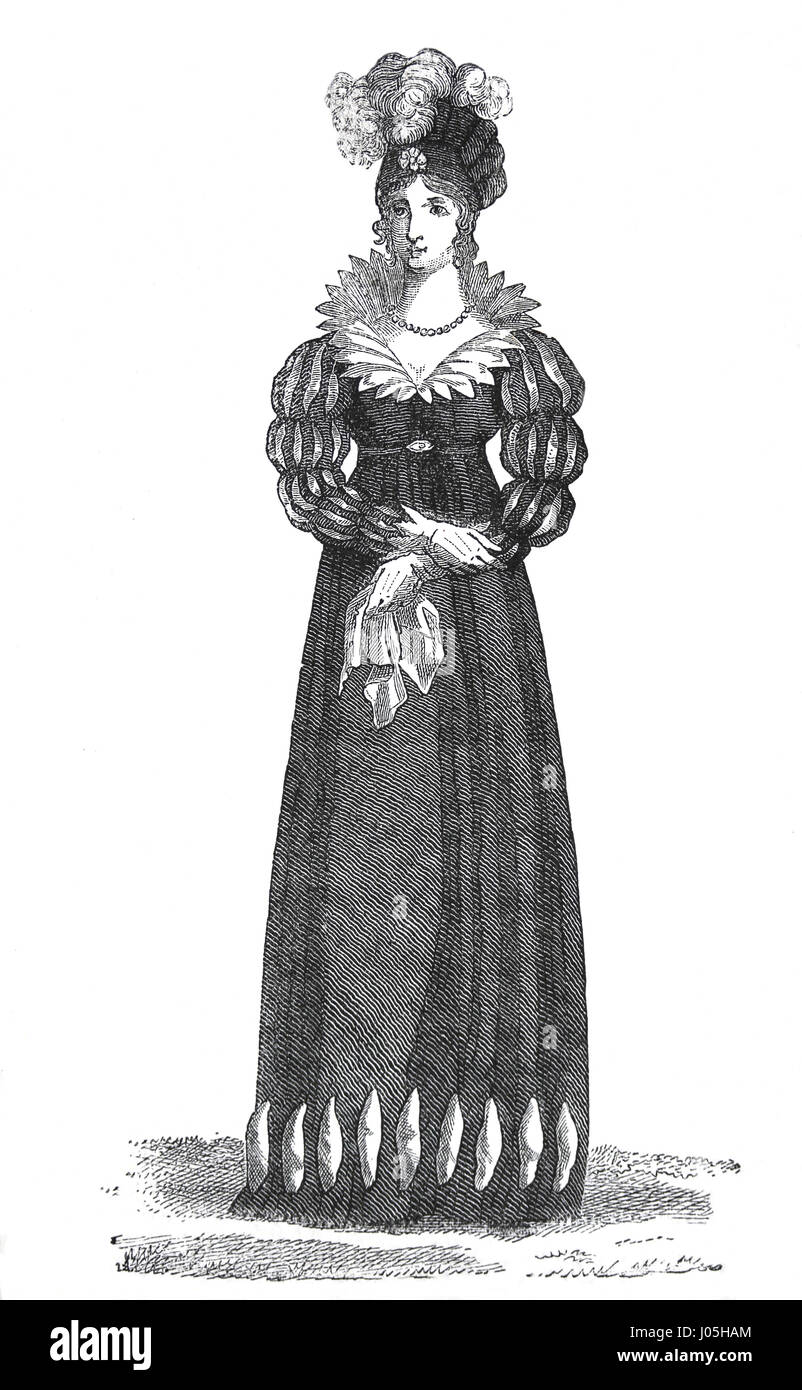 Mode, 1813. Europa. Gravur, Nuestro Siglo, 1883. Spanische Ausgabe. Stockfoto
