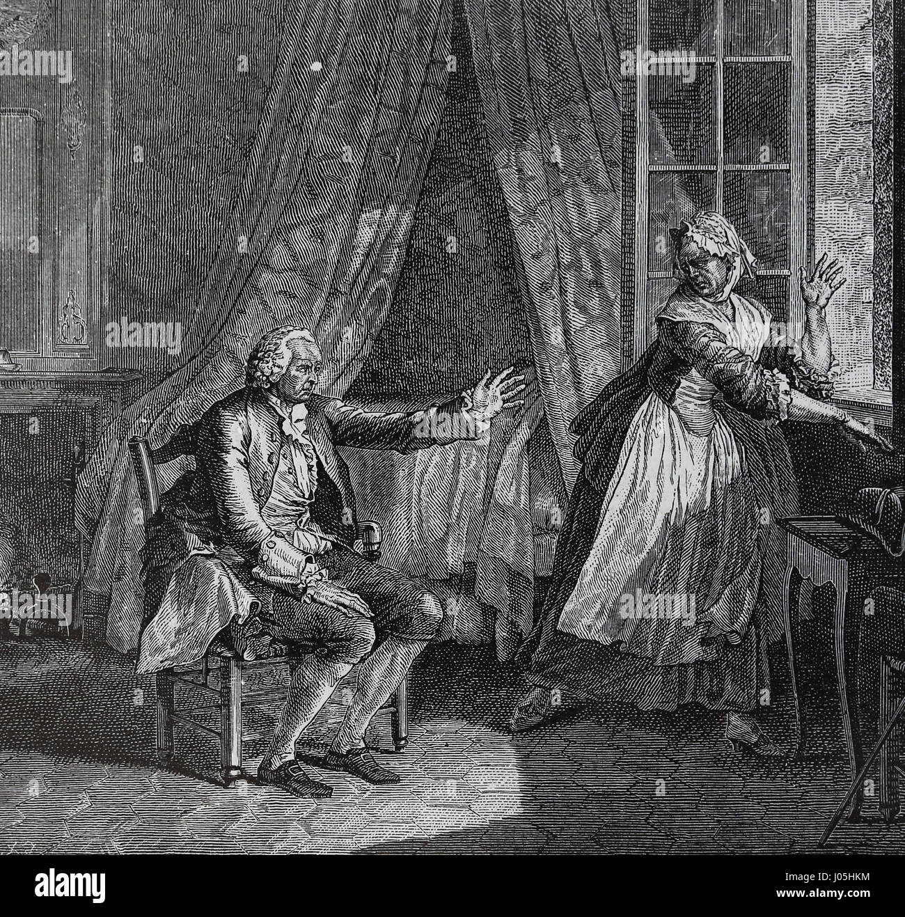 Philosoph Rousseau (17721778) im Gespräch mit seiner Frau kurz vor
