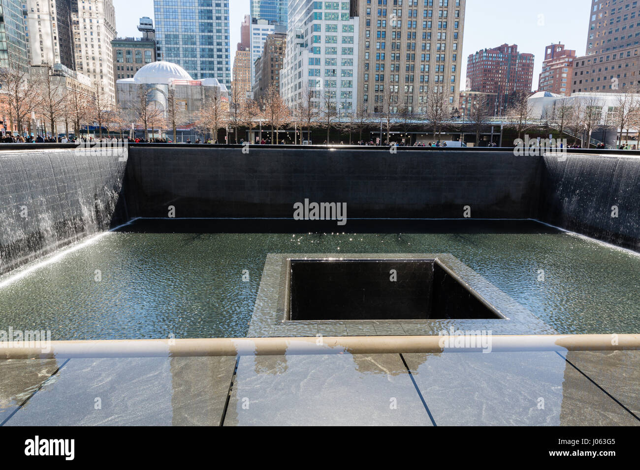 Website des Twin towers Denkmal Wasserfälle. Stockfoto