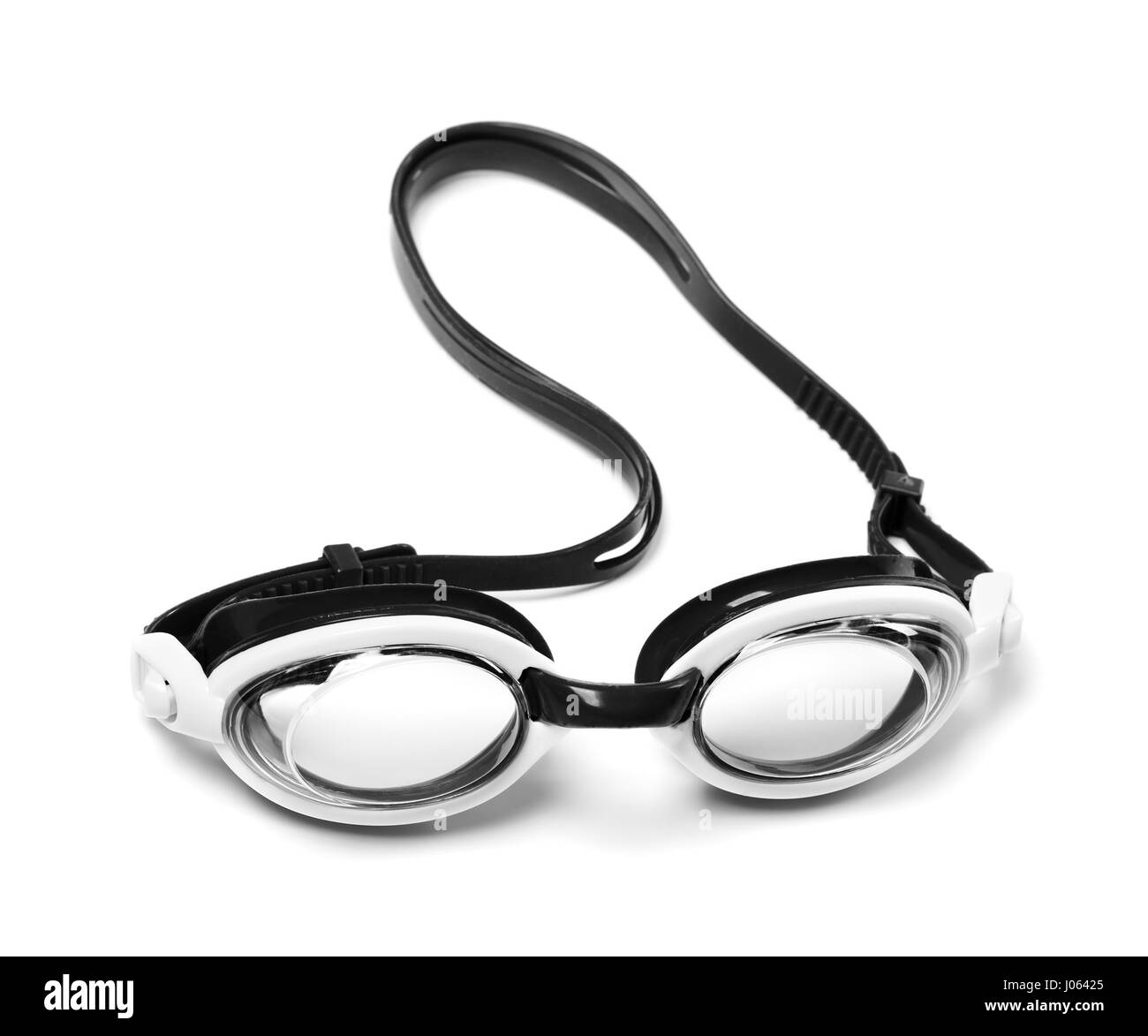 Schwarz / weiß Brille zum Schwimmen. Isoliert auf weißem Hintergrund Stockfoto
