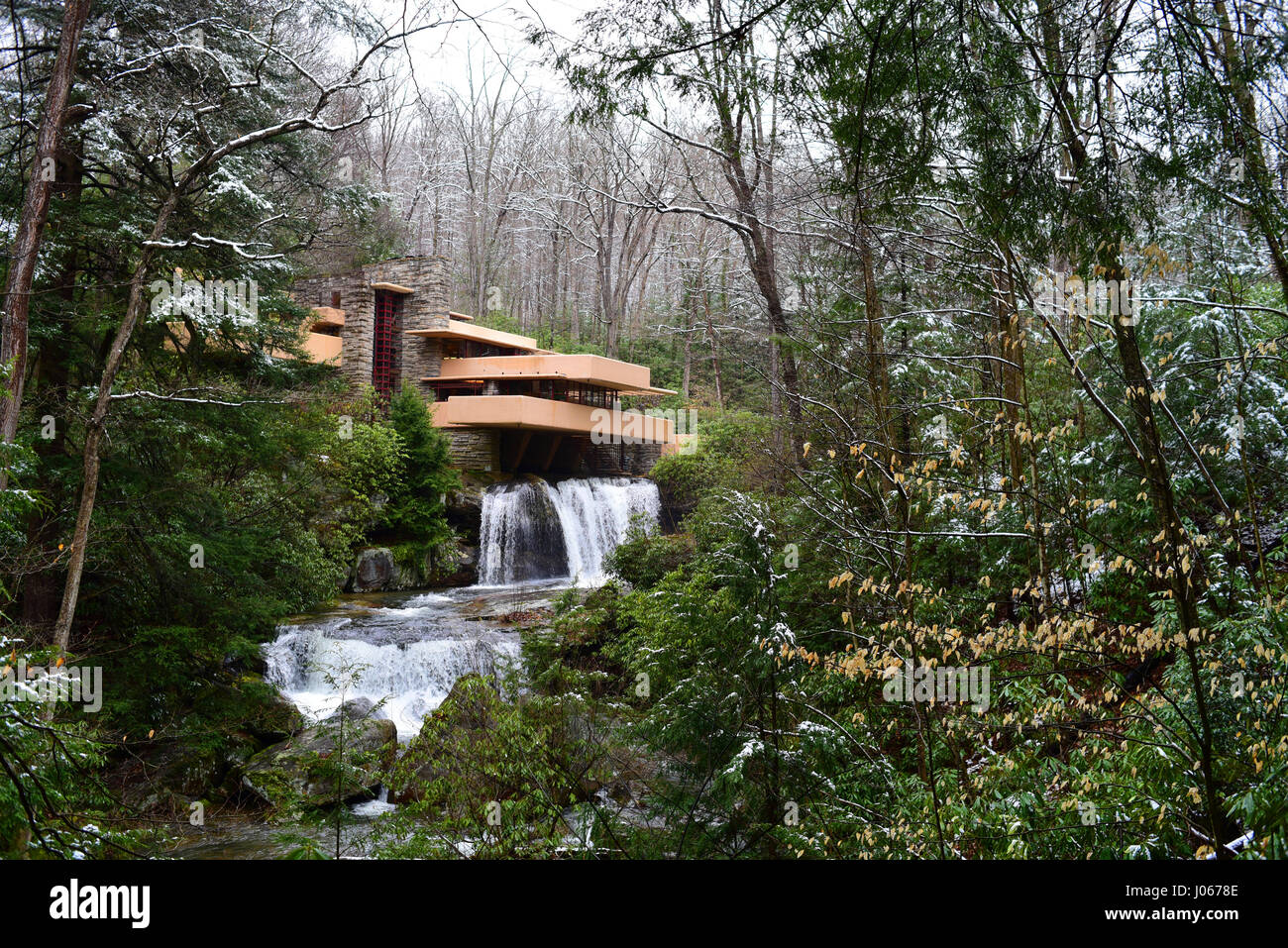 Frank Lloyd Wright Fallingwater Mühle laufen PA Pennsylvania Laurel Highlands Stockfoto
