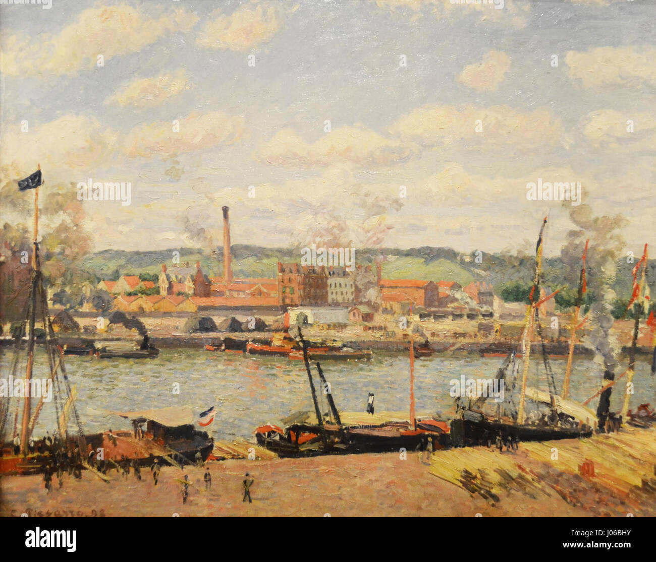 Camille Pissarros „Vue de la cotonnière d’Oissel“ zeigt ein Baumwollfeld in Frankreich und zeigt seinen impressionistischen Ansatz, Licht und Natur einzufangen. Stockfoto