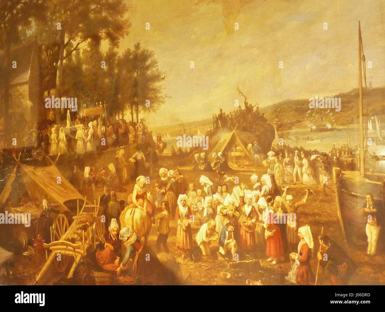 "Le pardon de la Saint-Jean … Plougastel dans la seconde moitié du XIXe' von P. Carait zeigt ein religiöses fest in Plougastel, Frankreich. Das Stück hebt die kulturelle und religiöse Bedeutung des Festivals in der zweiten Hälfte des 19. Jahrhunderts hervor. Stockfoto