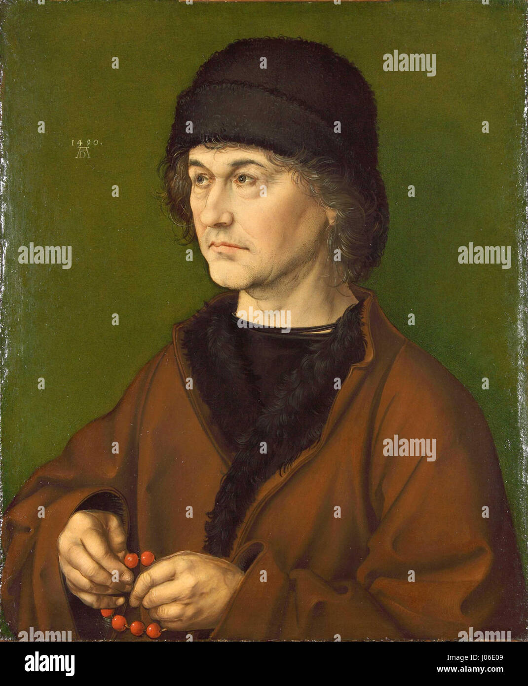 Ein Kunstwerk mit dem Titel „Albrecht Dürer 071“, das sich möglicherweise auf ein Werk des deutschen Renaissance-Künstlers Albrecht Dürer bezieht. Das Stück zeigt Dürers Einfluss und Stil, charakteristisch für seinen detaillierten und präzisen Umgang mit Kunst. Stockfoto