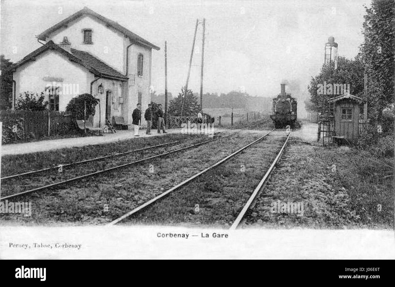 Der Gare-Corbenay-halte-CPancienne bezieht sich auf den alten Bahnhof in Corbenay, Frankreich. Es ist eine historische Stätte, die die frühe Eisenbahnzeit in Frankreich widerspiegelt und die Entwicklung der Verkehrsinfrastruktur im 19. Jahrhundert repräsentiert. Stockfoto