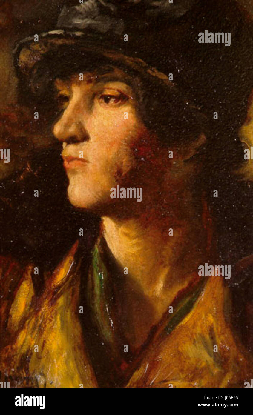 Ujváry „Contemplation“ präsentiert eine ruhige und nachdenkliche Szene, die sich auf den Ausdruck von Kontemplation und Introspektion konzentriert. Stockfoto