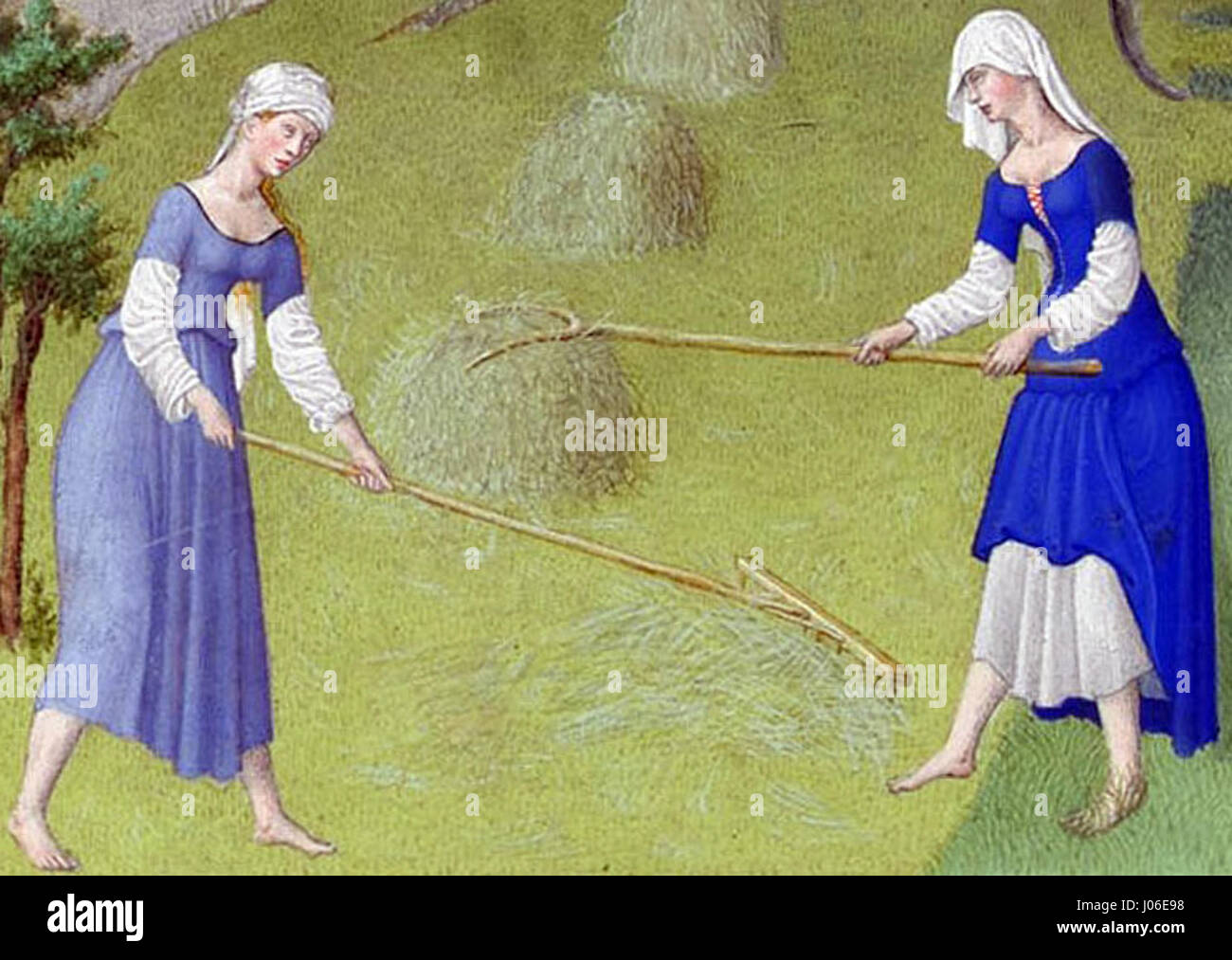 Les Très Riches Heures du Duc de Berry Juin Heuernte Stockfoto