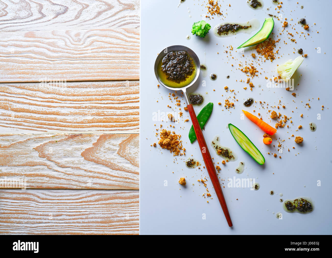 abstrakte Gastronomie Vorhut Begriff Molekularküche Hintergrund Stockfoto