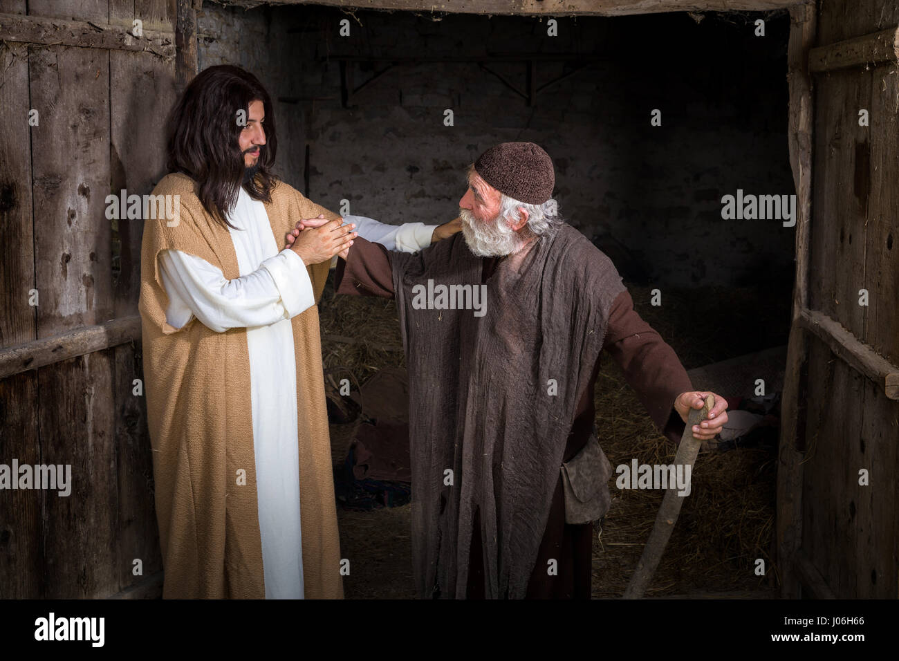 Die Lahmen oder verkrüppelten Mann heilte Jesus Stockfoto