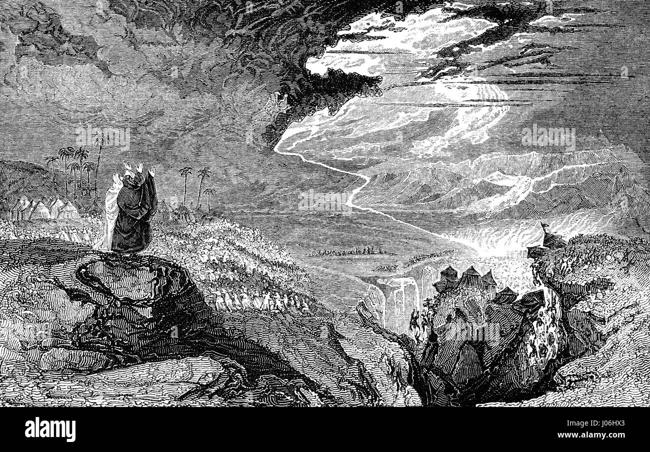 Der Aufstand von Korah gegen Moses, Buch Exodus, altes Testament, hebräische Tanach Stockfoto