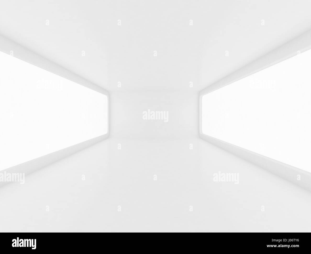 futuristische weißer Raum mit Flächenlicht 3D-Rendering Stockfoto