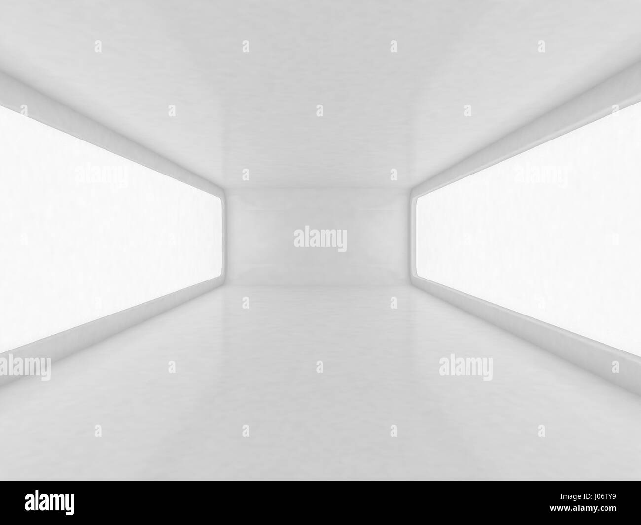 futuristische weißer Raum mit Flächenlicht 3D-Rendering Stockfoto