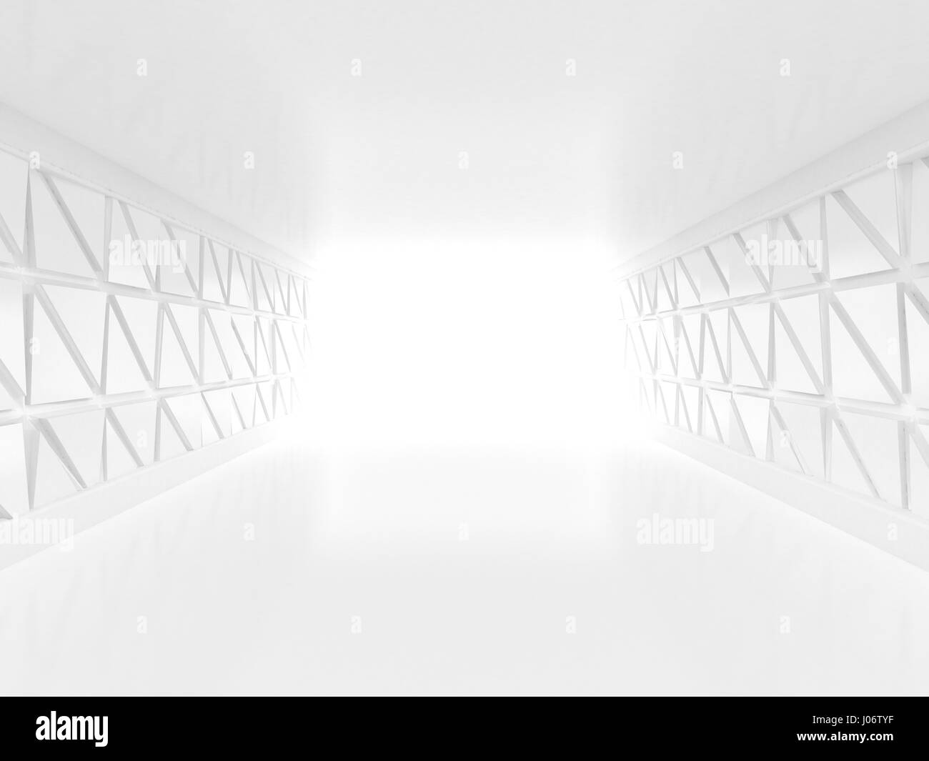 futuristische weißer Raum mit Flächenlicht 3D-Rendering Stockfoto