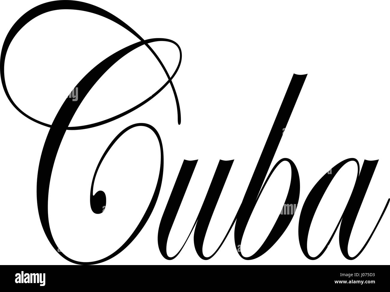 Kuba Text Zeichen Abbildung auf weißen bachground Stock Vektor