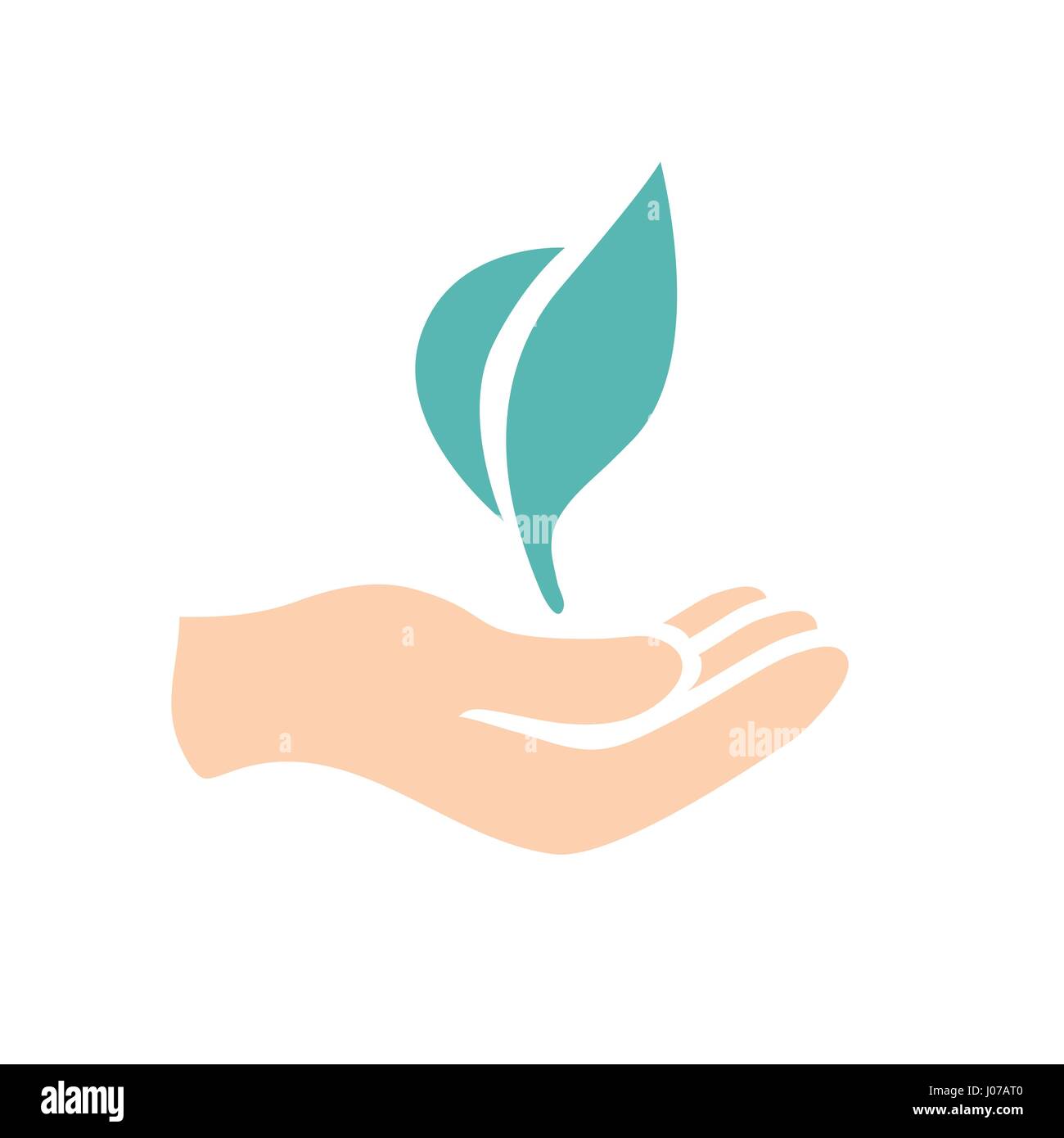 Langsames Wachstum Symbol mit Hand & Pflanze Stock Vektor